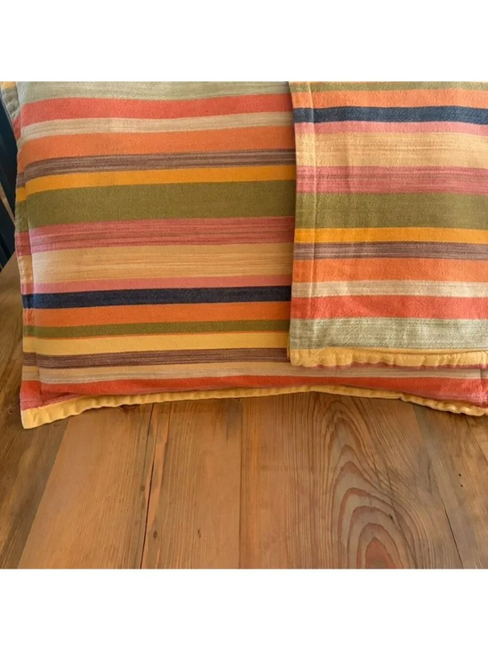 Pottery Barn Logan Striped Standard Pillow Shams (2 ) Multicolor Cotton Linen